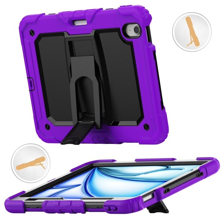 For iPad Air 11 2024 Silicone Hydric PC Tablet Case with Shoulder Strap & Holder(Purple) - iPad Air 11 2024 Cases by PMC Jewellery | Online Shopping South Africa | PMC Jewellery | Buy Now Pay Later Mobicred