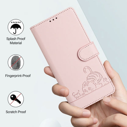 For Blackview Color 8 Cat Rat Embossed Pattern RFID Leather Phone Case with Lanyard(Pink) - More Brand by PMC Jewellery | Online Shopping South Africa | PMC Jewellery | Buy Now Pay Later Mobicred