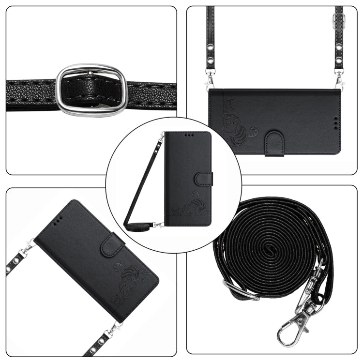 For Blackview Color 8 Cat Rat Embossed Pattern RFID Leather Phone Case with Lanyard(Black) - More Brand by PMC TechLife | Online Shopping South Africa | PMC TechLife | Buy Now Pay Later Mobicred