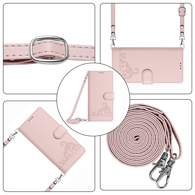 For Blackview Shark 8 Cat Rat Embossed Pattern RFID Leather Phone Case with Lanyard(Pink) - More Brand by PMC Jewellery | Online Shopping South Africa | PMC Jewellery | Buy Now Pay Later Mobicred