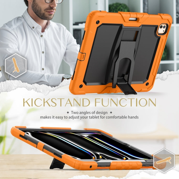 For iPad Pro 13 2024 Silicone Hydric PC Tablet Case with Shoulder Strap & Holder(Orange) - iPad Pro 13 2024 Cases by PMC Jewellery | Online Shopping South Africa | PMC Jewellery | Buy Now Pay Later Mobicred