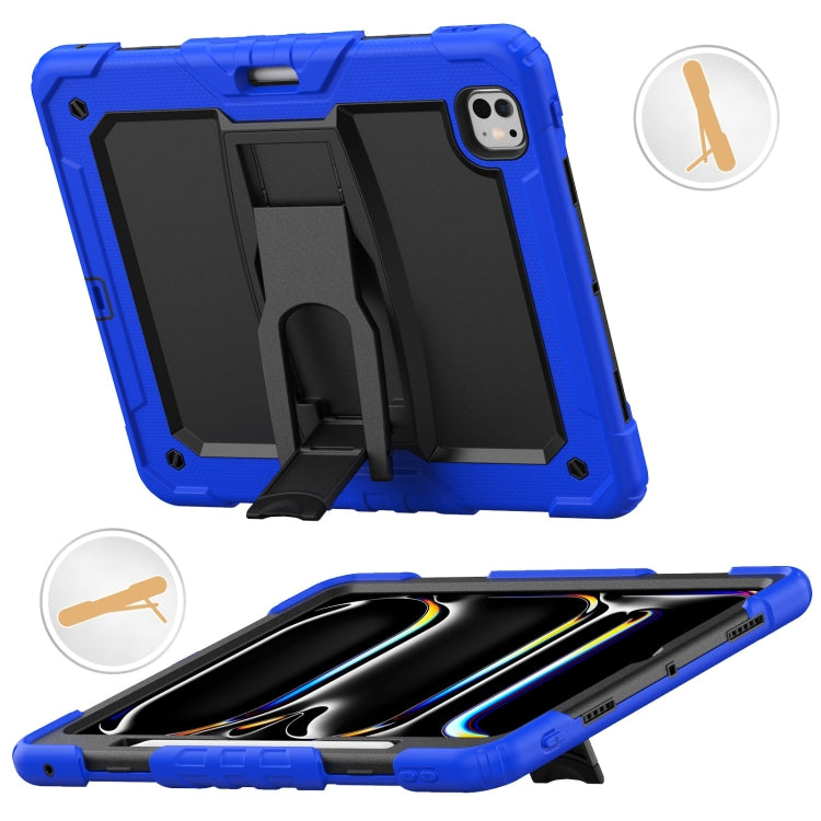 For iPad Pro 13 2024 Silicone Hydric PC Tablet Case with Shoulder Strap & Holder(Blue) - iPad Pro 13 2024 Cases by PMC Jewellery | Online Shopping South Africa | PMC Jewellery | Buy Now Pay Later Mobicred