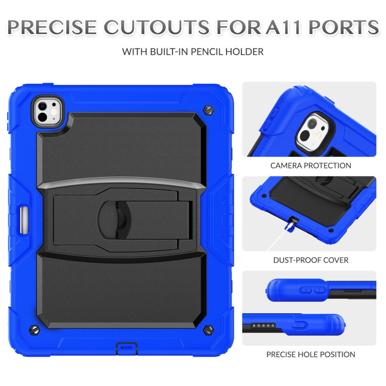 For iPad Pro 13 2024 Silicone Hydric PC Tablet Case with Shoulder Strap & Holder(Blue) - iPad Pro 13 2024 Cases by PMC Jewellery | Online Shopping South Africa | PMC Jewellery | Buy Now Pay Later Mobicred