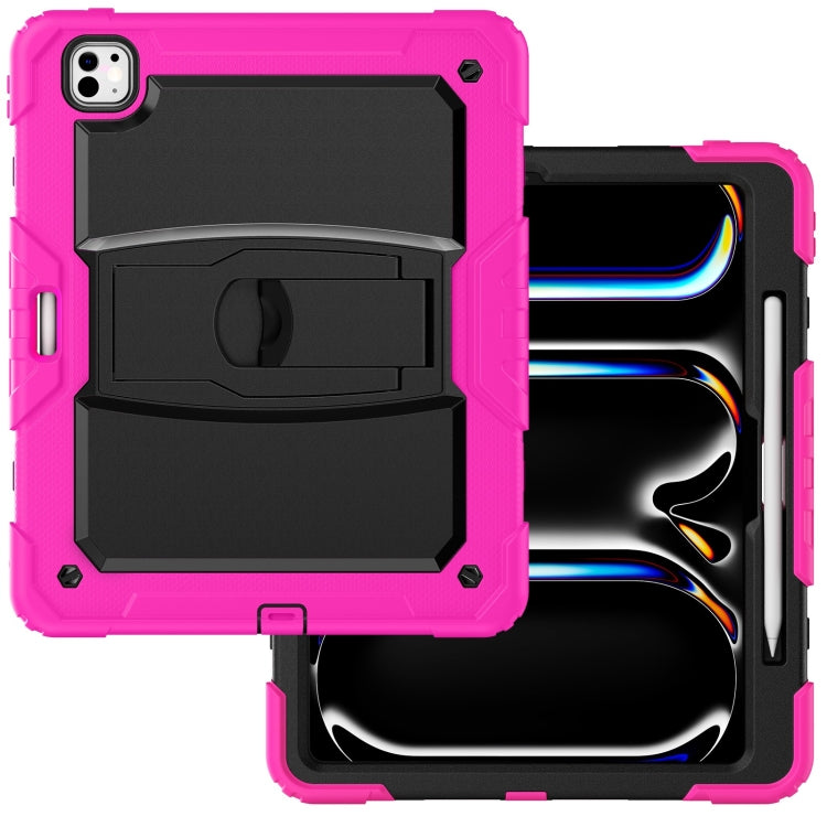 For iPad Pro 13 2024 Silicone Hydric PC Tablet Case with Shoulder Strap & Holder(Rose Red) - iPad Pro 13 2024 Cases by PMC TechLife | Online Shopping South Africa | PMC TechLife | Buy Now Pay Later Mobicred