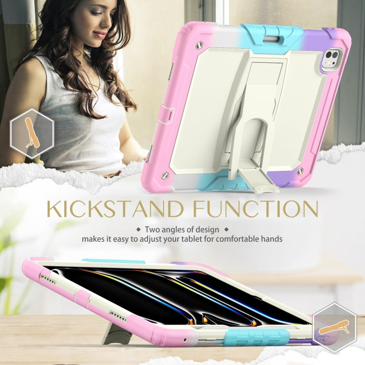 For iPad Pro 13 2024 Silicone Hydric PC Tablet Case with Shoulder Strap & Holder(Camouflage Pink) - iPad Pro 13 2024 Cases by PMC TechLife | Online Shopping South Africa | PMC TechLife | Buy Now Pay Later Mobicred