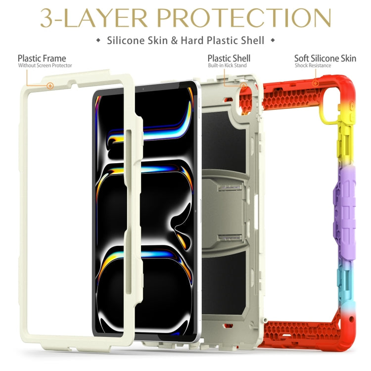 For iPad Pro 13 2024 Silicone Hydric PC Tablet Case with Shoulder Strap & Holder(Camouflage Red) - iPad Pro 13 2024 Cases by PMC TechLife | Online Shopping South Africa | PMC TechLife | Buy Now Pay Later Mobicred