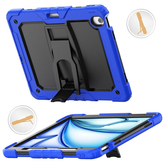 For iPad Air 13 2024 Silicone Hydric PC Tablet Case with Shoulder Strap & Holder(Blue) - iPad Air 13 2024 Cases by PMC Jewellery | Online Shopping South Africa | PMC Jewellery | Buy Now Pay Later Mobicred