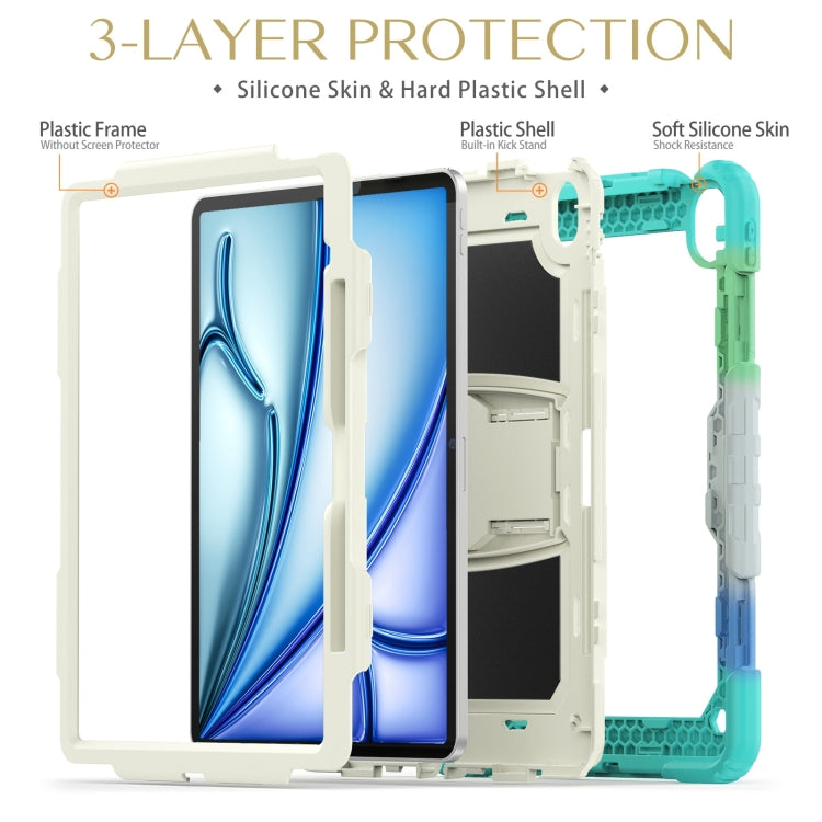 For iPad Air 13 2025 / 2024 Silicone Hydric PC Tablet Case with Shoulder Strap & Holder(Camouflage Light Blue) - iPad Air 13 2025 / 2024 Cases by PMC Jewellery | Online Shopping South Africa | PMC Jewellery | Buy Now Pay Later Mobicred