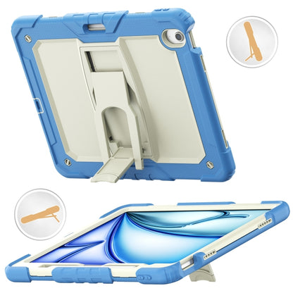 For iPad Air 13 2024 Silicone Hydric PC Tablet Case with Shoulder Strap & Holder(Beige Cyan-blue) - iPad Air 13 2024 Cases by PMC Jewellery | Online Shopping South Africa | PMC Jewellery | Buy Now Pay Later Mobicred