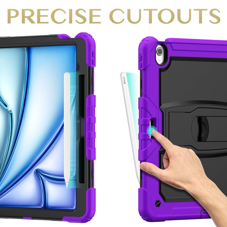 For iPad Air 13 2024 Silicone Hydric PC Tablet Case with Shoulder Strap & Holder(Purple) - iPad Air 13 2024 Cases by PMC Jewellery | Online Shopping South Africa | PMC Jewellery | Buy Now Pay Later Mobicred