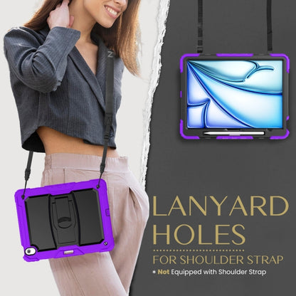 For iPad Air 13 2024 Silicone Hydric PC Tablet Case with Shoulder Strap & Holder(Purple) - iPad Air 13 2024 Cases by PMC Jewellery | Online Shopping South Africa | PMC Jewellery | Buy Now Pay Later Mobicred