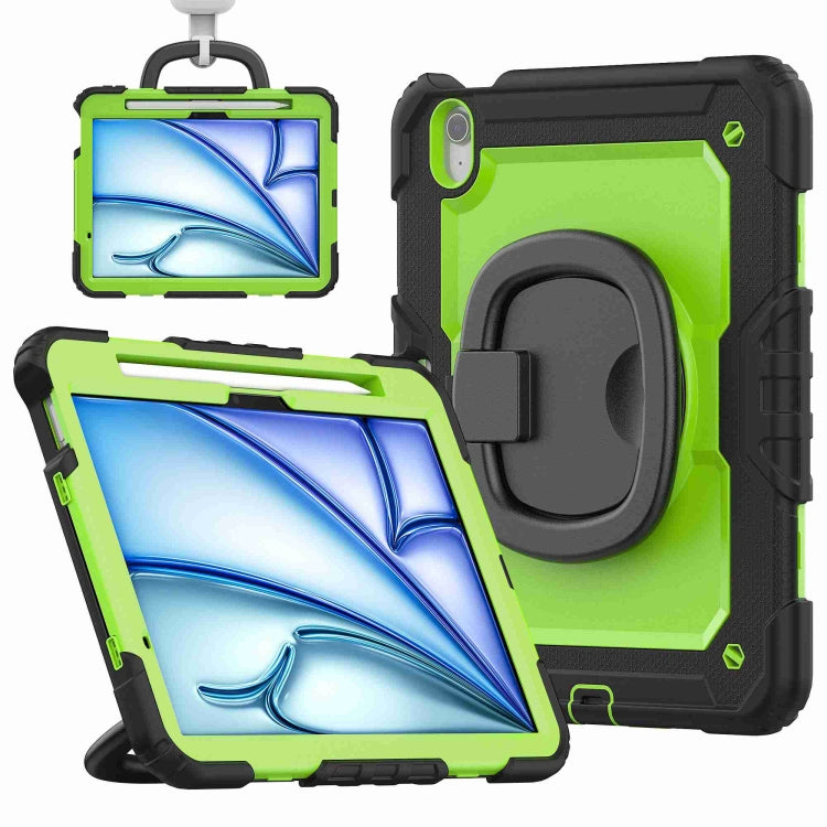 For iPad Air 11 2024 Handle Silicone Hydric PC Tablet Case with Shoulder Strap(Yellow Grenn PC) - iPad Air 11 2024 Cases by PMC TechLife | Online Shopping South Africa | PMC TechLife | Buy Now Pay Later Mobicred