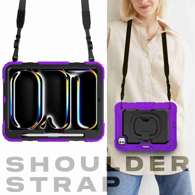 For iPad Pro 11 2024 Handle Silicone Hydric PC Tablet Case with Shoulder Strap(Purple) - iPad Pro 11 2024 Cases by PMC TechLife | Online Shopping South Africa | PMC TechLife | Buy Now Pay Later Mobicred