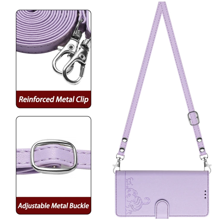 For Ulefone Note 14 Cat Rat Embossed Pattern RFID Leather Phone Case with Lanyard(Purple) - Ulefone Cases by PMC Jewellery | Online Shopping South Africa | PMC Jewellery | Buy Now Pay Later Mobicred