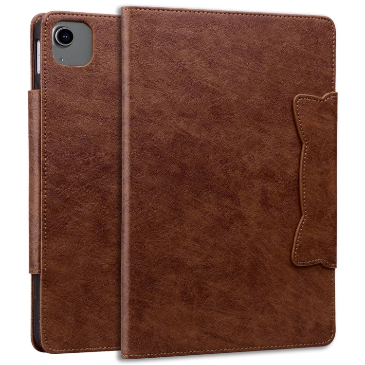 For iPad Air 11 2025 / 2024 / Air 5 / Air 4 Cat Buckle Leather Smart Tablet Case(Brown) - iPad Air 11 2025 / 2024 Cases by PMC Jewellery | Online Shopping South Africa | PMC Jewellery | Buy Now Pay Later Mobicred