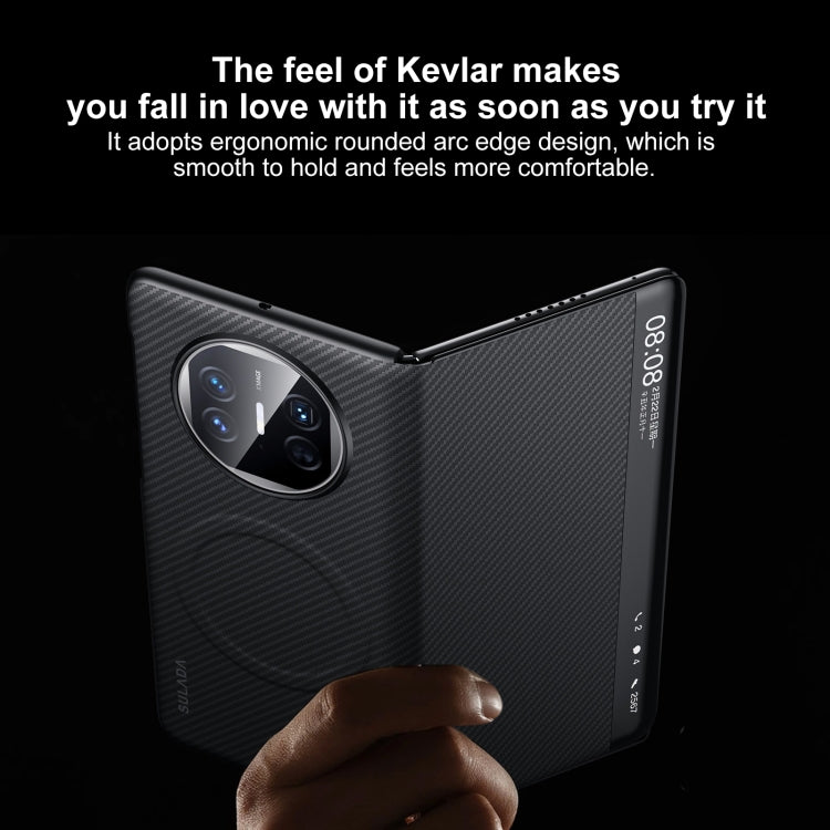 For Huawei Mate X3 SULADA Kevlar 600D Texture Smart Window Leather Phone Case(Black) - free shipping - PMC TechLife - Order now!