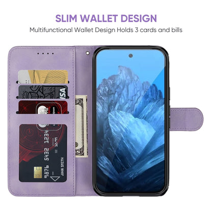 For Google Pixel 9 / 9 Pro Skin Feel Geometric Lines Leather Phone Case(Purple) - Google Cases by PMC Jewellery | Online Shopping South Africa | PMC Jewellery | Buy Now Pay Later Mobicred