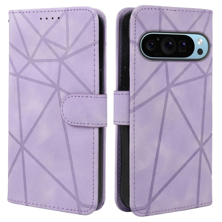 For Google Pixel 9 Pro XL Skin Feel Geometric Lines Leather Phone Case(Purple) - Google Cases by PMC Jewellery | Online Shopping South Africa | PMC Jewellery | Buy Now Pay Later Mobicred