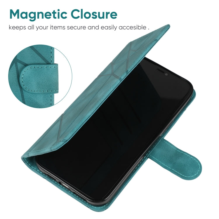 For Motorola Moto G Play 4G 2024 Skin Feel Geometric Lines Leather Phone Case(Green) - Motorola Cases by PMC Jewellery | Online Shopping South Africa | PMC Jewellery | Buy Now Pay Later Mobicred