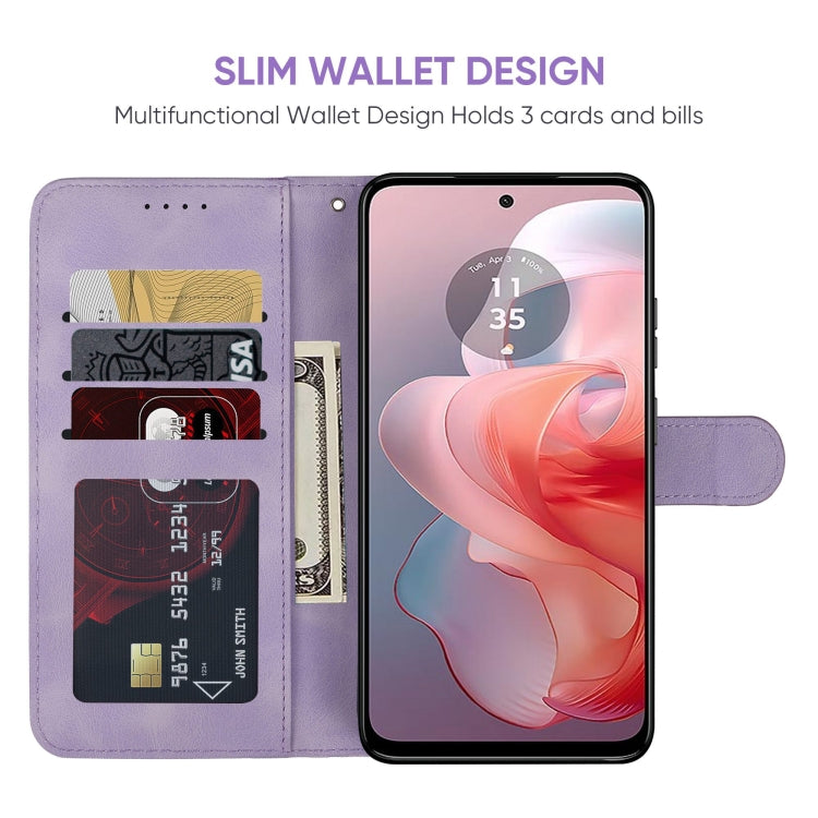 For Motorola Moto G Power 5G 2024 Skin Feel Geometric Lines Leather Phone Case(Purple) - Motorola Cases by PMC Jewellery | Online Shopping South Africa | PMC Jewellery | Buy Now Pay Later Mobicred