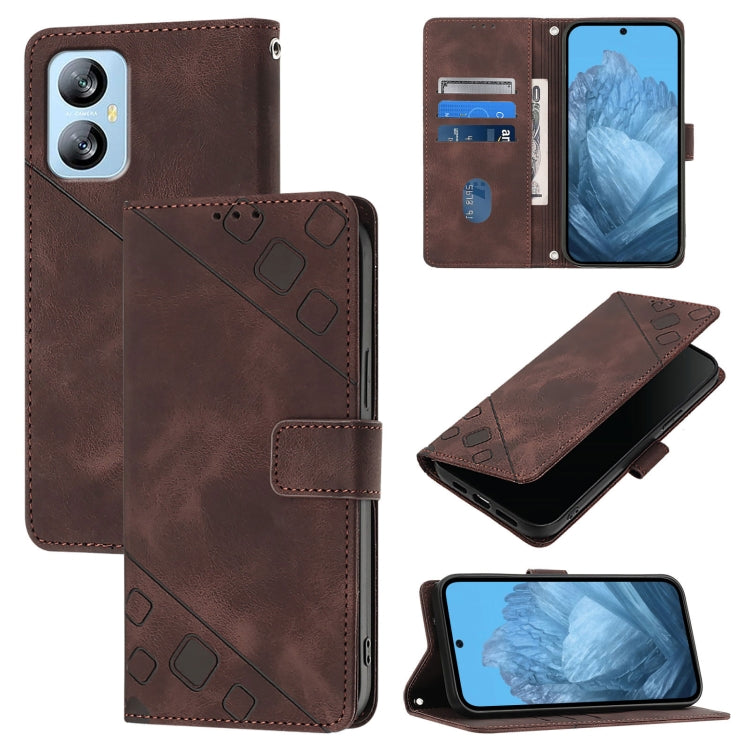 For Blackview A52 Skin Feel Embossed Leather Phone Case(Brown) - More Brand by PMC Jewellery | Online Shopping South Africa | PMC Jewellery | Buy Now Pay Later Mobicred