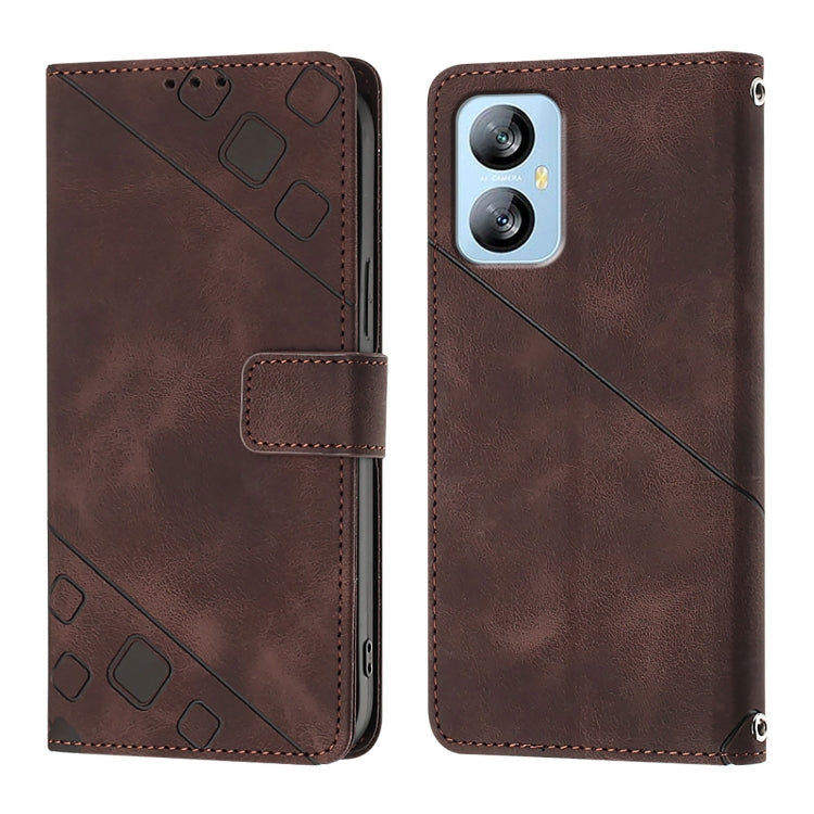 For Blackview A52 Skin Feel Embossed Leather Phone Case(Brown) - More Brand by PMC Jewellery | Online Shopping South Africa | PMC Jewellery | Buy Now Pay Later Mobicred