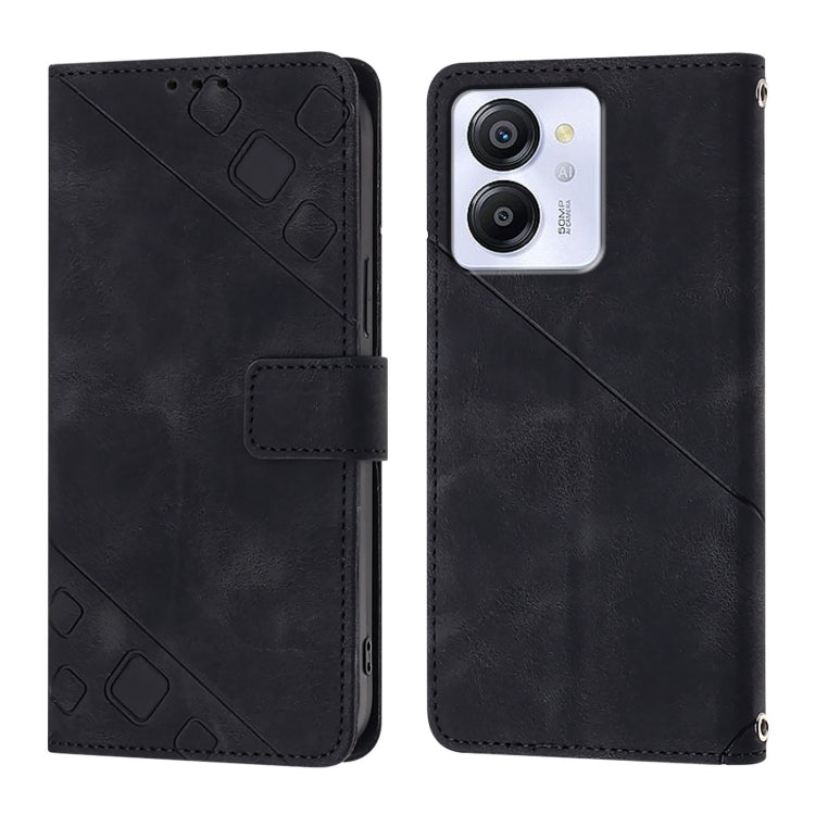 For Blackview Color 8 Skin Feel Embossed Leather Phone Case(Black) - More Brand by PMC Jewellery | Online Shopping South Africa | PMC Jewellery | Buy Now Pay Later Mobicred