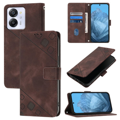 For Blackview Color 8 Skin Feel Embossed Leather Phone Case(Brown) - More Brand by PMC Jewellery | Online Shopping South Africa | PMC Jewellery | Buy Now Pay Later Mobicred