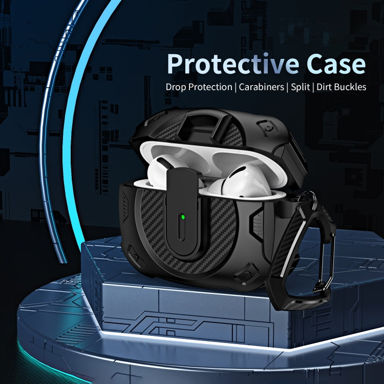 For AirPods Pro Lock Shockproof Bluetooth Earphone Protective Case(Black White) - For AirPods Pro by PMC Jewellery | Online Shopping South Africa | PMC Jewellery | Buy Now Pay Later Mobicred