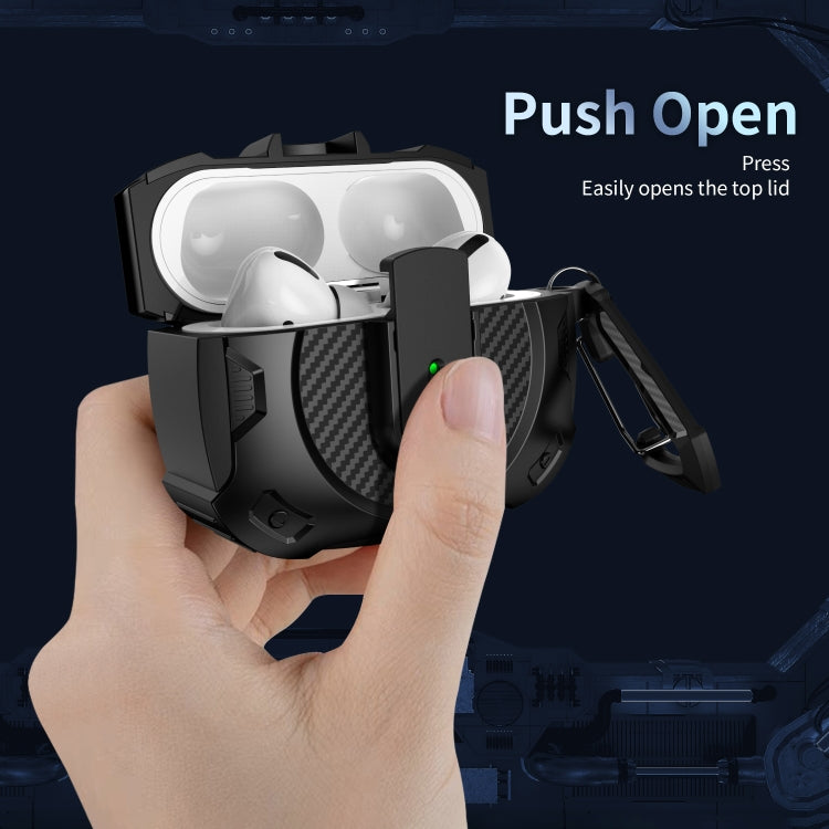 For AirPods 2 / 1 Lock Shockproof Bluetooth Earphone Protective Case(Black Blue) - For AirPods 1/2 by PMC Jewellery | Online Shopping South Africa | PMC Jewellery | Buy Now Pay Later Mobicred