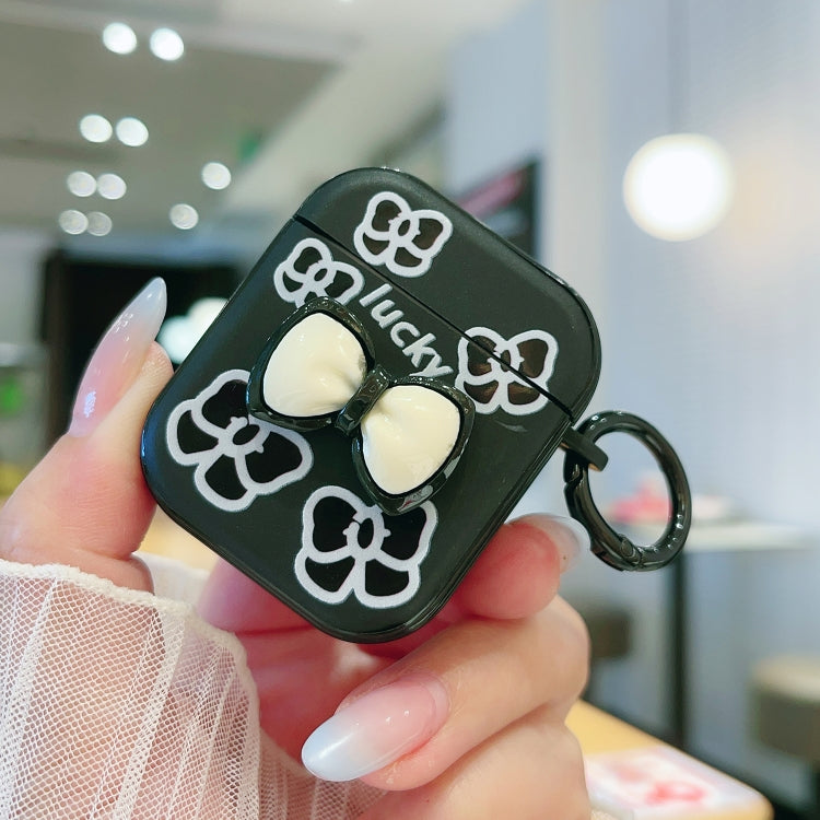 For AirPods 2 / 1 3D Colorful Pattern Bluetooth Earphone Protective Case(Black Bow) - For AirPods 1/2 by PMC Jewellery | Online Shopping South Africa | PMC Jewellery | Buy Now Pay Later Mobicred