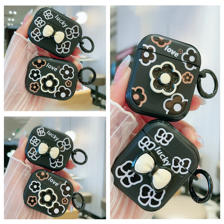 For AirPods Pro 2 / Pro 3D Colorful Pattern Bluetooth Earphone Protective Case(Black Flower) - For AirPods Pro 2 by PMC Jewellery | Online Shopping South Africa | PMC Jewellery | Buy Now Pay Later Mobicred