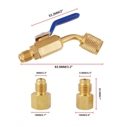 6 in 1 Car Air Conditioning Refrigerant Angled Compact Ball Valve for HVAC / AC Air Conditioning Maintenance - Air Conditioning System by PMC Jewellery | Online Shopping South Africa | PMC Jewellery