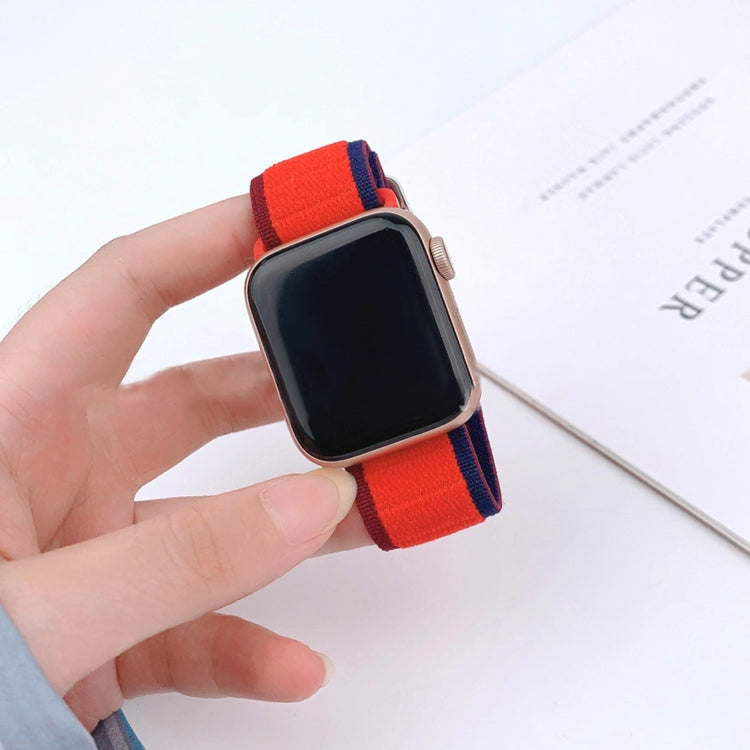 For Apple Watch Ultra 2 49mm Nylon Elastic Buckle Watch Band(Black Orange) - Watch Bands by PMC Jewellery | Online Shopping South Africa | PMC Jewellery | Buy Now Pay Later Mobicred