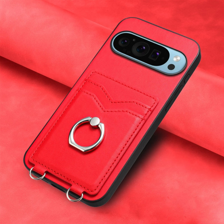 For Google Pixel 9 / 9 Pro R20 Ring Card Holder Phone Case(Red) - Google Cases by PMC Jewellery | Online Shopping South Africa | PMC Jewellery | Buy Now Pay Later Mobicred