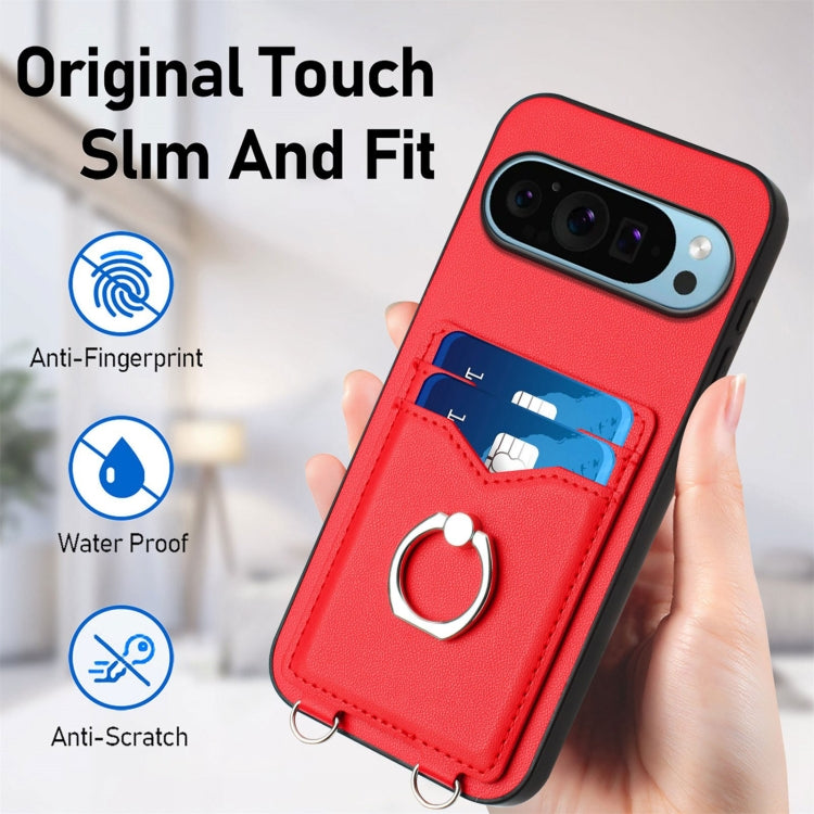 For Google Pixel 9 / 9 Pro R20 Ring Card Holder Phone Case(Red) - Google Cases by PMC Jewellery | Online Shopping South Africa | PMC Jewellery | Buy Now Pay Later Mobicred