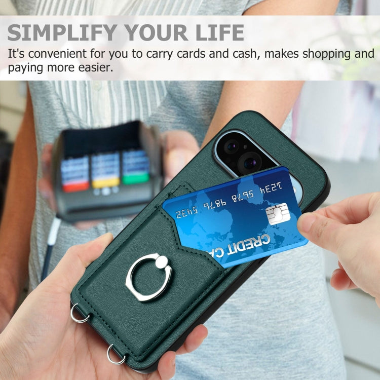 For Google Pixel 9 / 9 Pro R20 Ring Card Holder Phone Case(Green) - Google Cases by PMC TechLife | Online Shopping South Africa | PMC TechLife | Buy Now Pay Later Mobicred