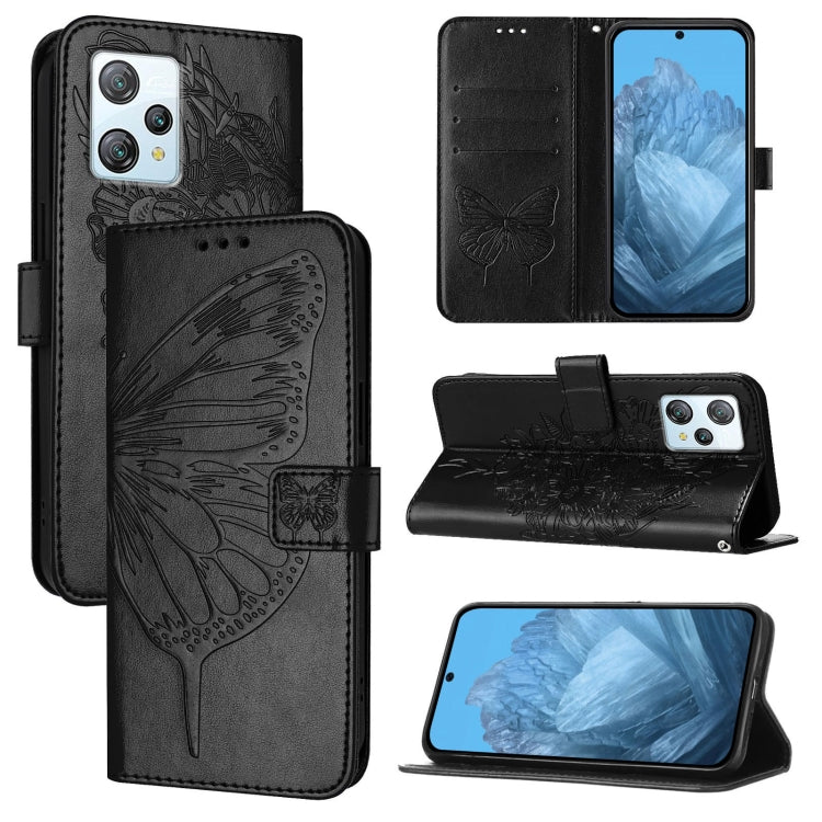 For Blackview A53 Embossed Butterfly Leather Phone Case(Black) - More Brand by PMC Jewellery | Online Shopping South Africa | PMC Jewellery | Buy Now Pay Later Mobicred