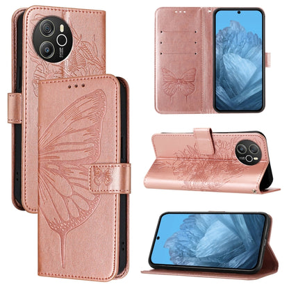 For Blackview Shark 8 Embossed Butterfly Leather Phone Case(Rose Gold) - More Brand by PMC Jewellery | Online Shopping South Africa | PMC Jewellery | Buy Now Pay Later Mobicred