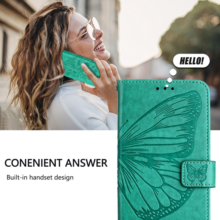 For Blackview Wave 6C Embossed Butterfly Leather Phone Case(Green) - More Brand by PMC Jewellery | Online Shopping South Africa | PMC Jewellery | Buy Now Pay Later Mobicred