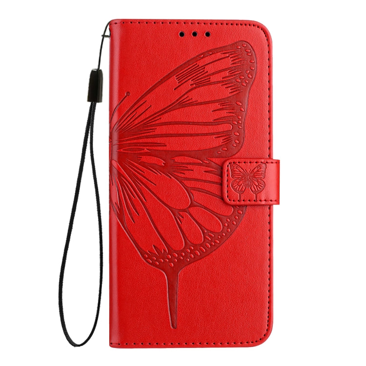 For Blackview Wave 6C Embossed Butterfly Leather Phone Case(Red) - More Brand by PMC Jewellery | Online Shopping South Africa | PMC Jewellery | Buy Now Pay Later Mobicred