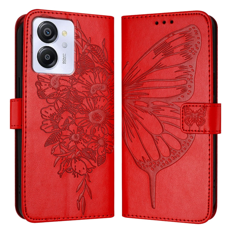 For Blackview Color 8 Embossed Butterfly Leather Phone Case(Red) - More Brand by PMC Jewellery | Online Shopping South Africa | PMC Jewellery | Buy Now Pay Later Mobicred