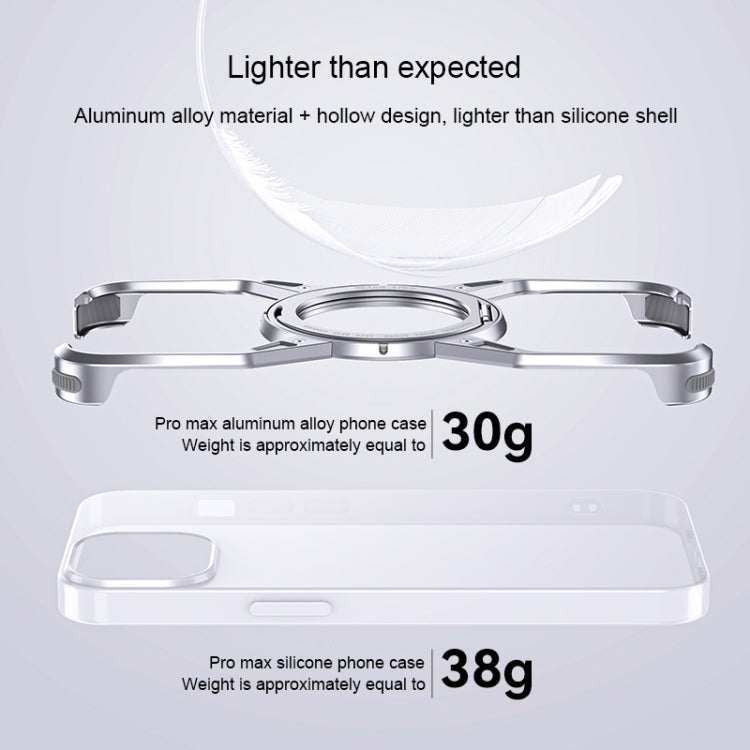 For iPhone 15 Pro Max Aluminum Alloy Frameless 360-Degree Rotating Phone Case(Silver) - free shipping - PMC Jewellery - Order now!
