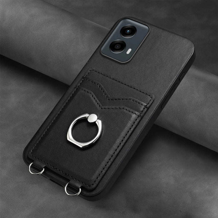 For Motorola Moto G 5G 2024 R20 Ring Card Holder Phone Case(Black) - Motorola Cases by PMC Jewellery | Online Shopping South Africa | PMC Jewellery | Buy Now Pay Later Mobicred