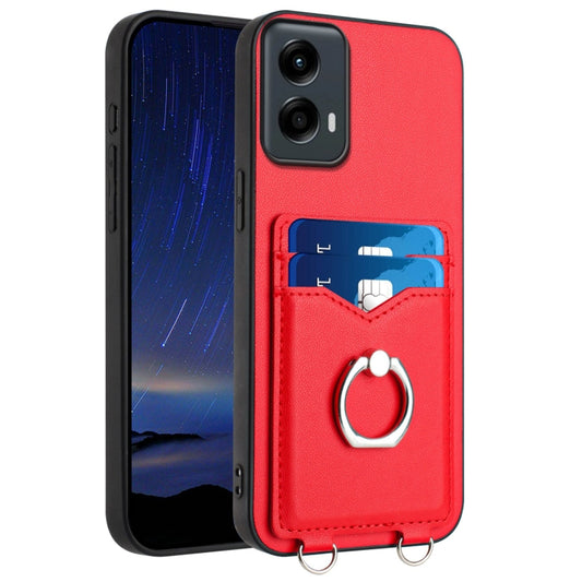 For Motorola Moto G 5G 2024 R20 Ring Card Holder Phone Case(Red) - Motorola Cases by PMC Jewellery | Online Shopping South Africa | PMC Jewellery | Buy Now Pay Later Mobicred