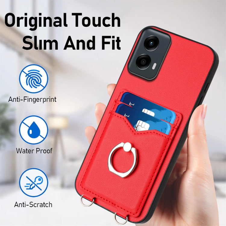 For Motorola Moto G 5G 2024 R20 Ring Card Holder Phone Case(Red) - Motorola Cases by PMC Jewellery | Online Shopping South Africa | PMC Jewellery | Buy Now Pay Later Mobicred