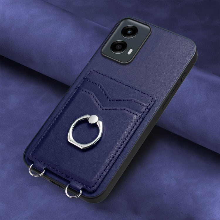 For Motorola Moto G 5G 2024 R20 Ring Card Holder Phone Case(Blue) - Motorola Cases by PMC Jewellery | Online Shopping South Africa | PMC Jewellery | Buy Now Pay Later Mobicred