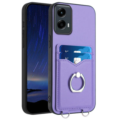 For Motorola Moto G Play 2024 5G R20 Ring Card Holder Phone Case(Purple) - Motorola Cases by PMC Jewellery | Online Shopping South Africa | PMC Jewellery | Buy Now Pay Later Mobicred