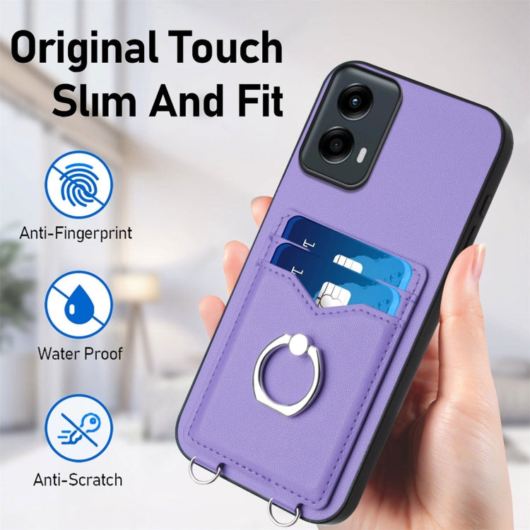 For Motorola Moto G Play 2024 5G R20 Ring Card Holder Phone Case(Purple) - Motorola Cases by PMC Jewellery | Online Shopping South Africa | PMC Jewellery | Buy Now Pay Later Mobicred