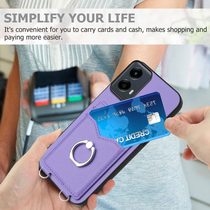 For Motorola Moto G Play 2024 5G R20 Ring Card Holder Phone Case(Purple) - Motorola Cases by PMC Jewellery | Online Shopping South Africa | PMC Jewellery | Buy Now Pay Later Mobicred